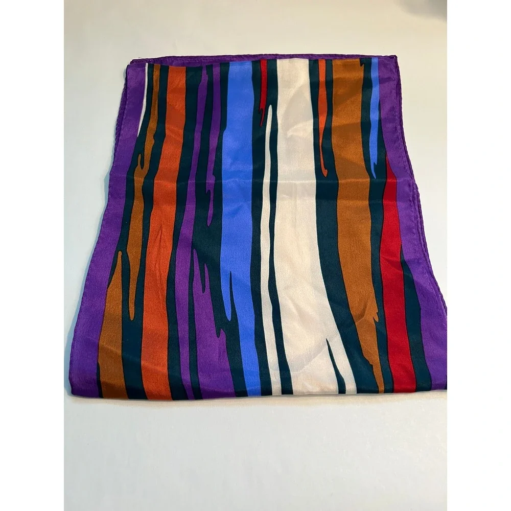 Elaine Gold 100%‎ Silk Scarf Vibrant Multicolor Abstract Design 10